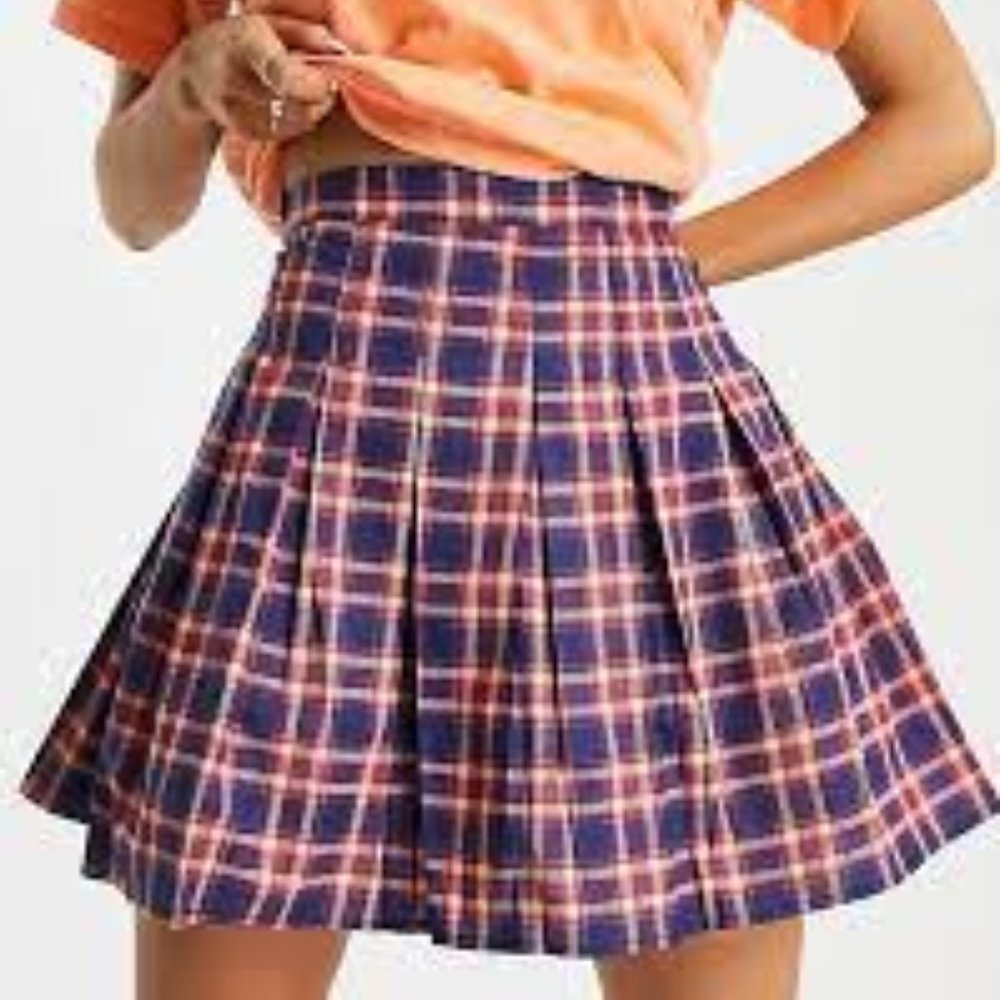Daisy Street mini tennis skirt in retro check  NWT